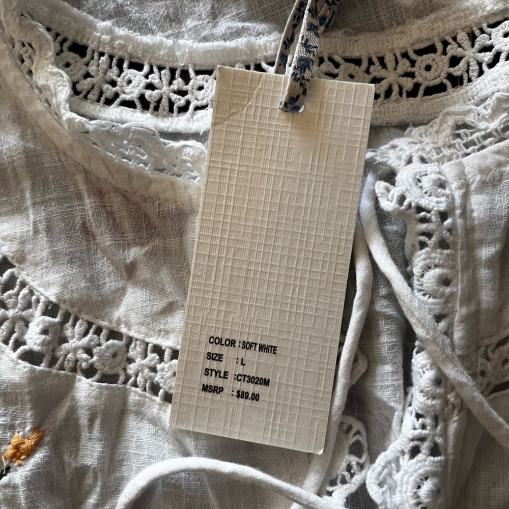 New Jannifer&Grace Embroidered White Blouse size L - Picture 8 of 16